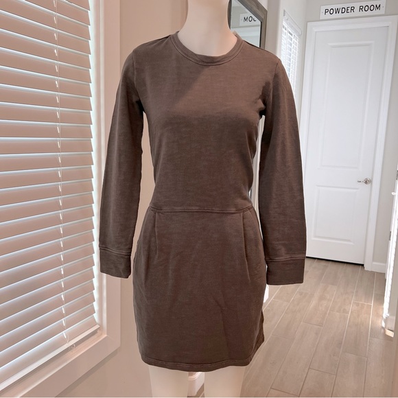 GAP Dresses & Skirts - Gap hand dyed gray sweatshirt dress with side zip and pockets